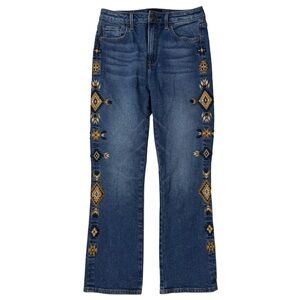 {Driftwood} "Meg" 24 Light Blue Cherokee Embroidered Straight Leg Denim Jeans